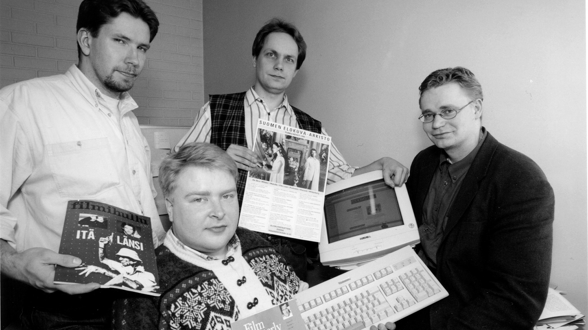 Kimmo Hämäläinen, Petteri Halin, Kimmo Ahonen ja Janne Rosenqvist. Kuva: Turun yliopiston arkisto.
